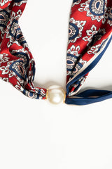 Foulard a stampa paisley multicolor con perla