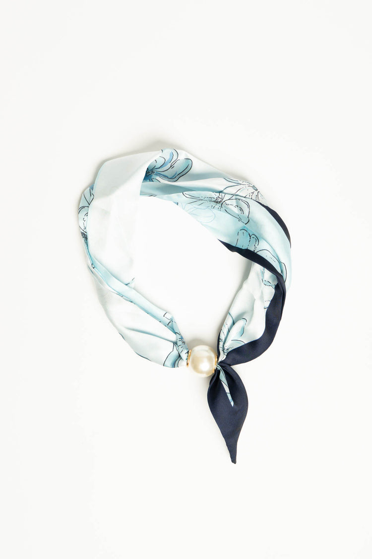 Foulard a stampa floreale multicolor con perla