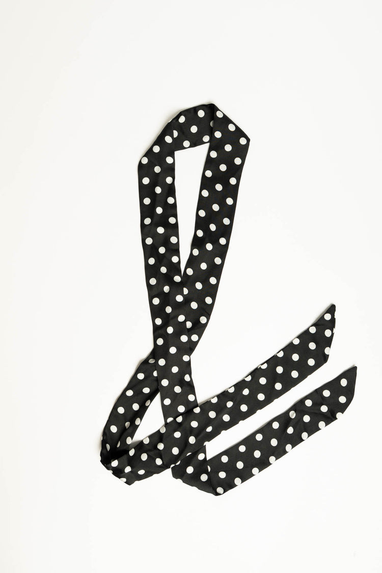 Foulard sottile a stampa pois nero/bianco