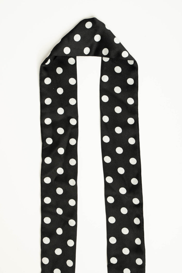 Foulard sottile a stampa pois nero/bianco