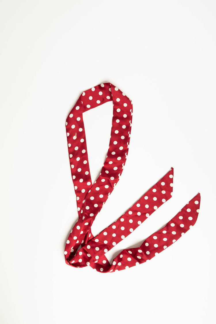Foulard sottile a stampa pois rosso/bianco