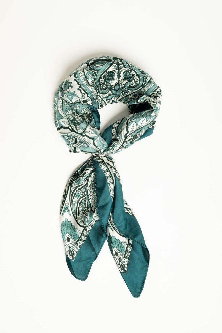 Foulard a stampa etnica verde bottiglia