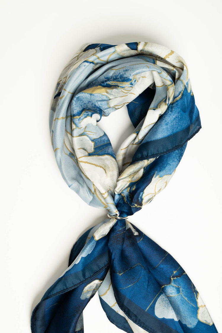 Foulard a stampa floreale blu/multicolor