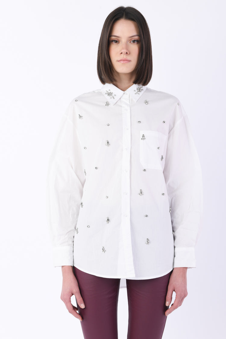 Camicia con decorazione in strass