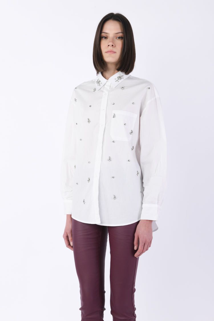Camicia con decorazione in strass