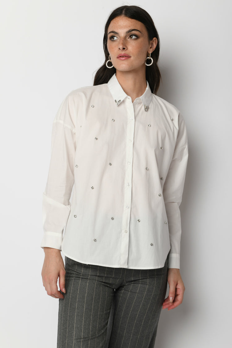 Camicia oversize con strass