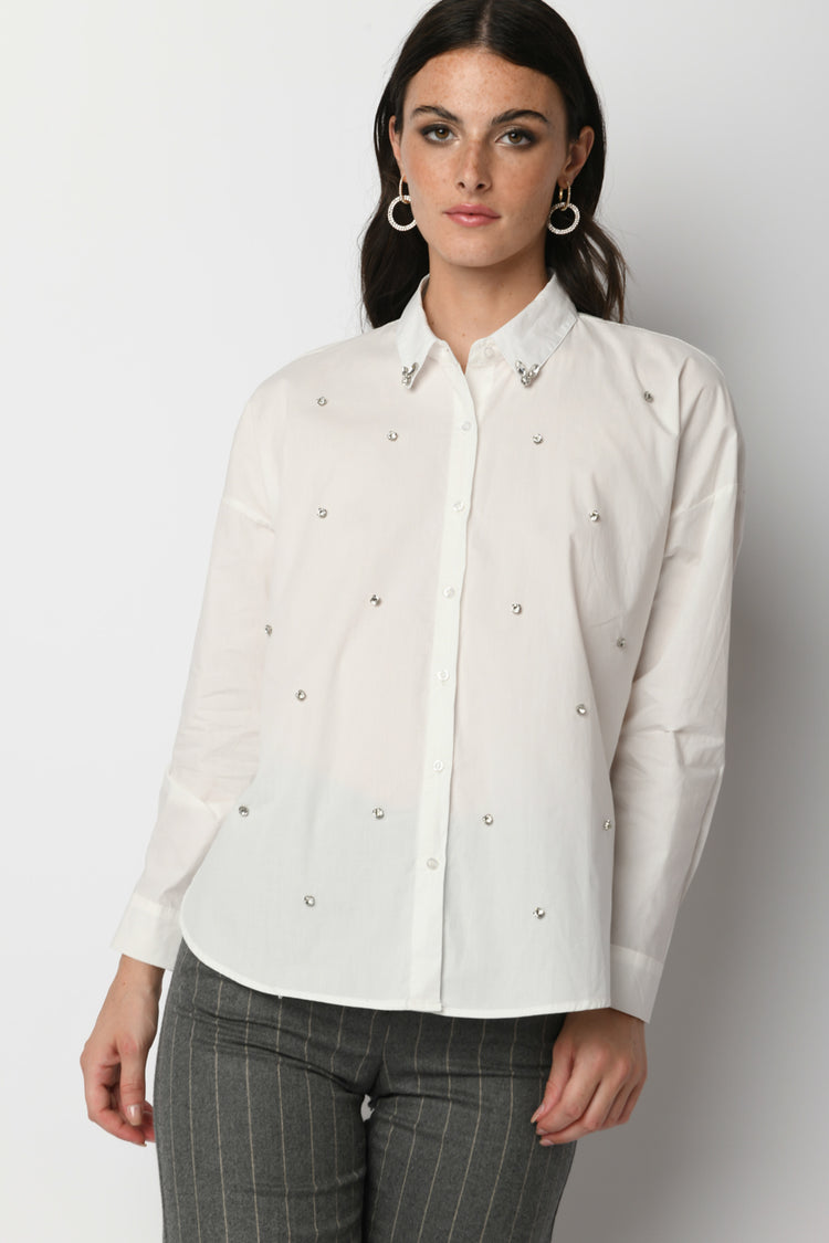 Camicia oversize con strass
