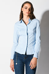 Camicia con strass al colletto