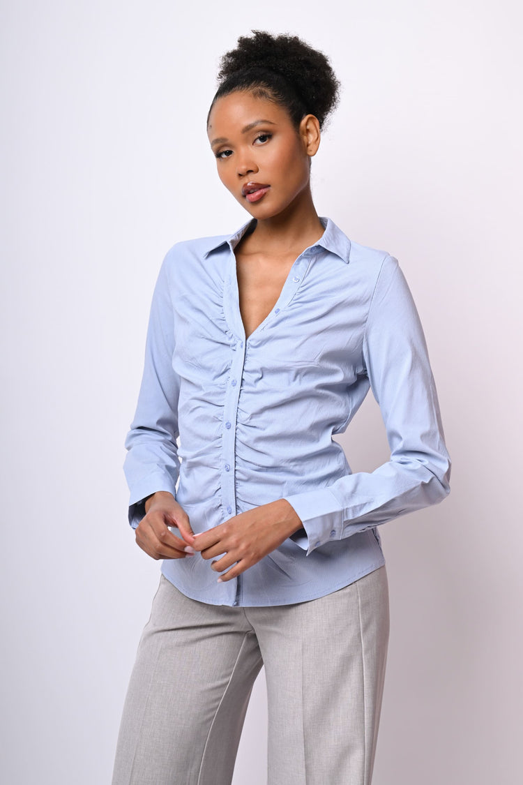 Camicia in cotone con arricciatura