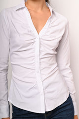 Camicia misto cotone con arricciatura