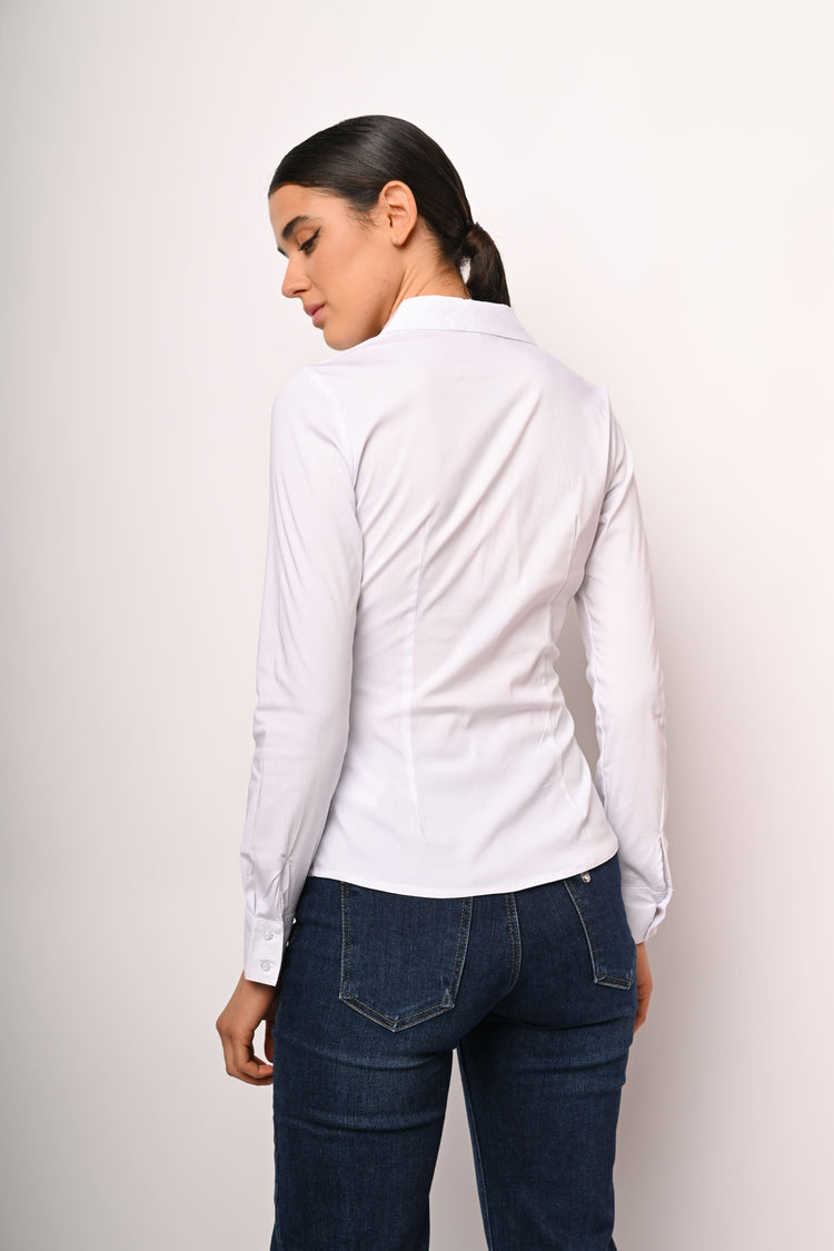 Camicia misto cotone con arricciatura