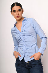Camicia misto cotone con arricciatura