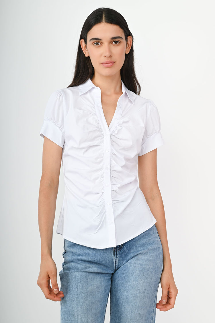 Camicia arricciata misto cotone