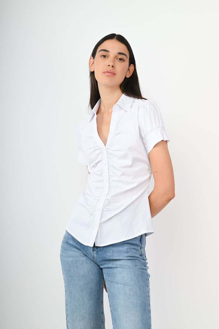 Camicia arricciata misto cotone