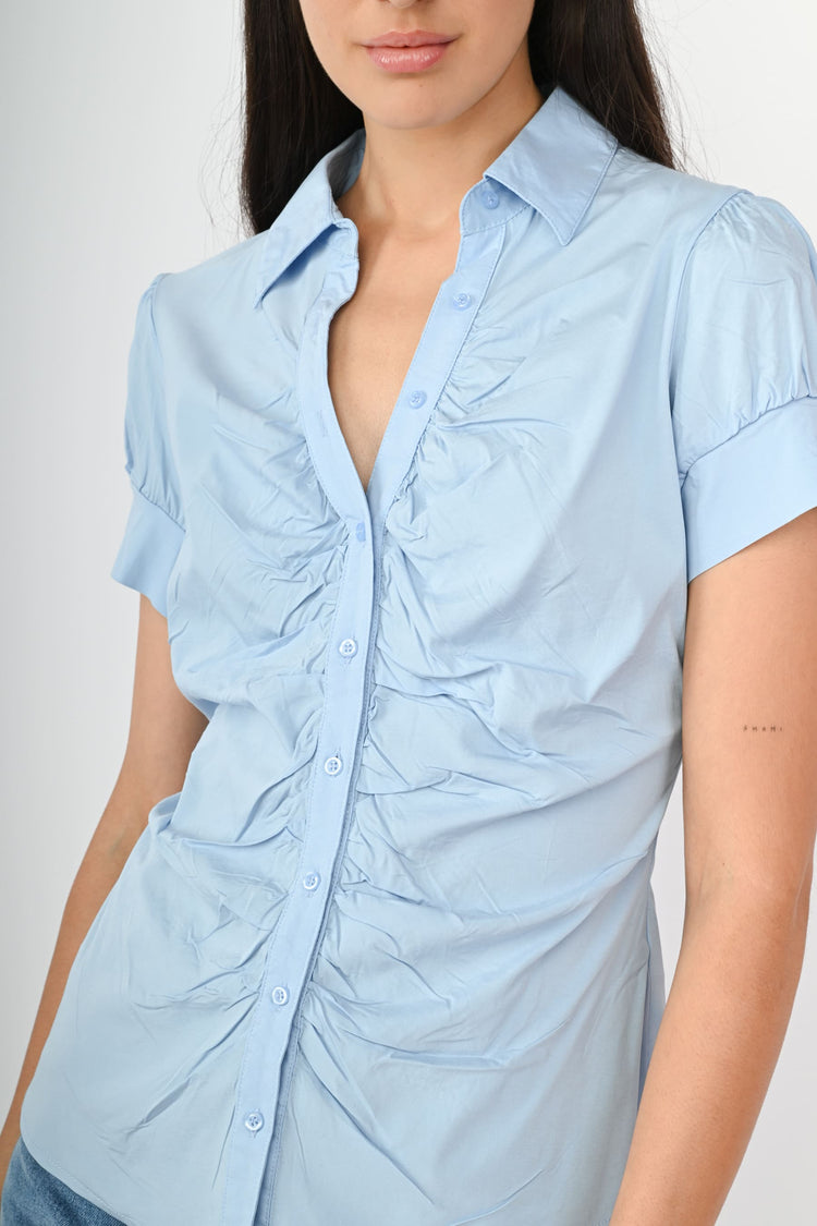 Camicia arricciata misto cotone
