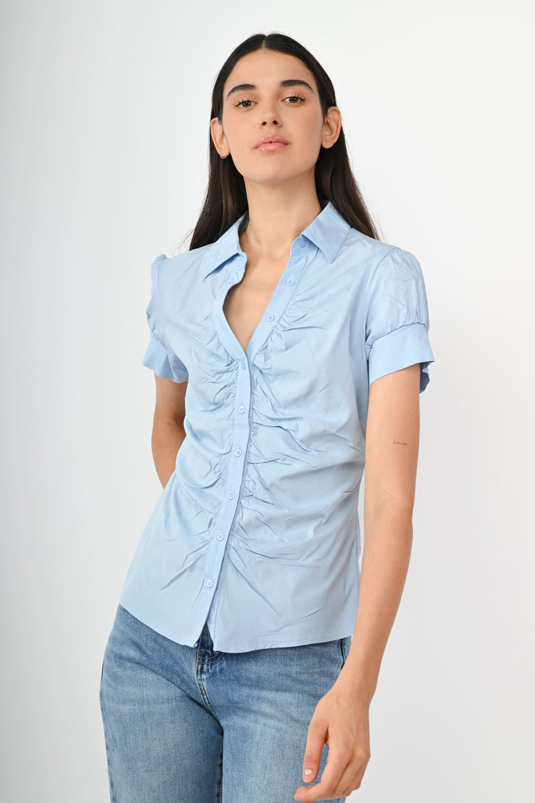 Camicia arricciata misto cotone