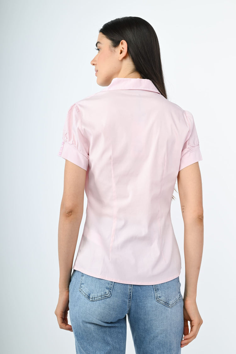 Camicia arricciata misto cotone