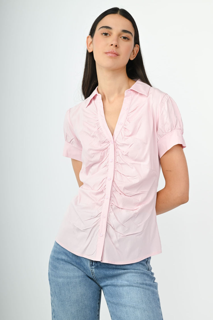 Camicia arricciata misto cotone