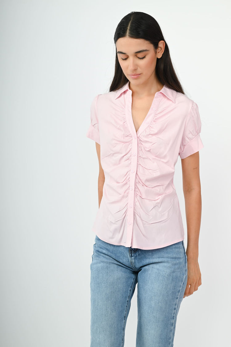 Camicia arricciata misto cotone