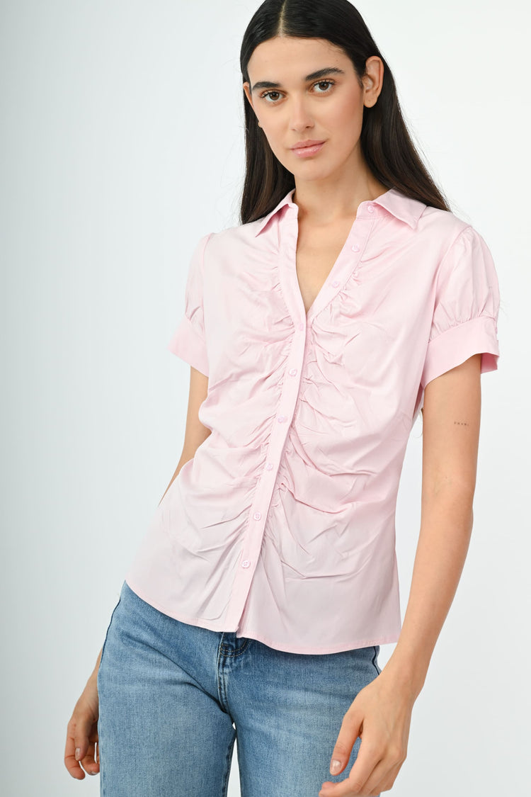 Camicia arricciata misto cotone