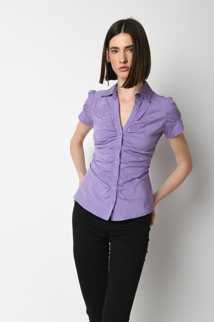 Camicia arricciata misto cotone