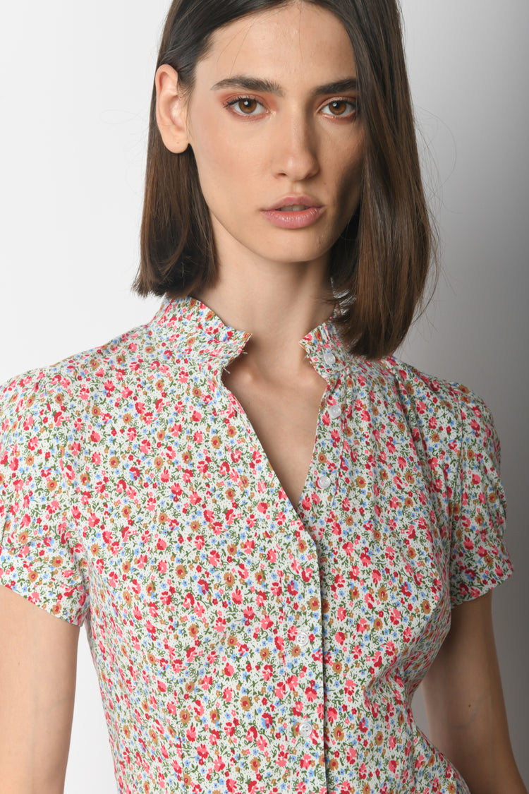 Camicia a stampa micro floreale