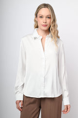 Camicia in raso con colletto gioiello