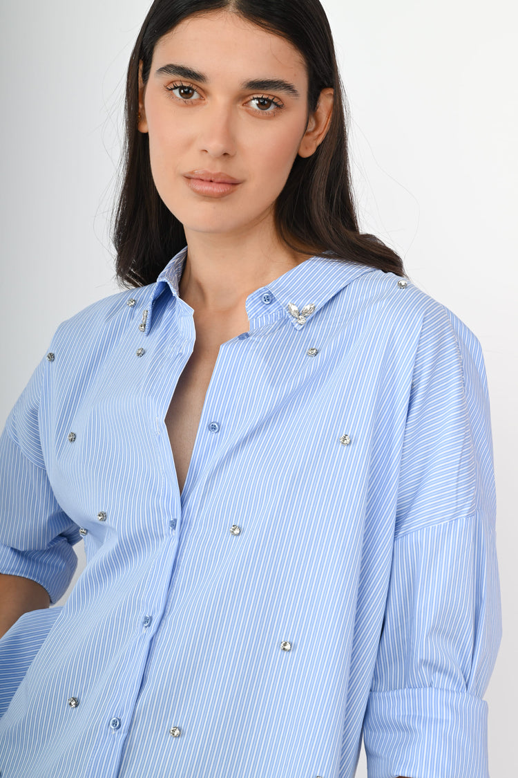 Camicia a righe con cristalli