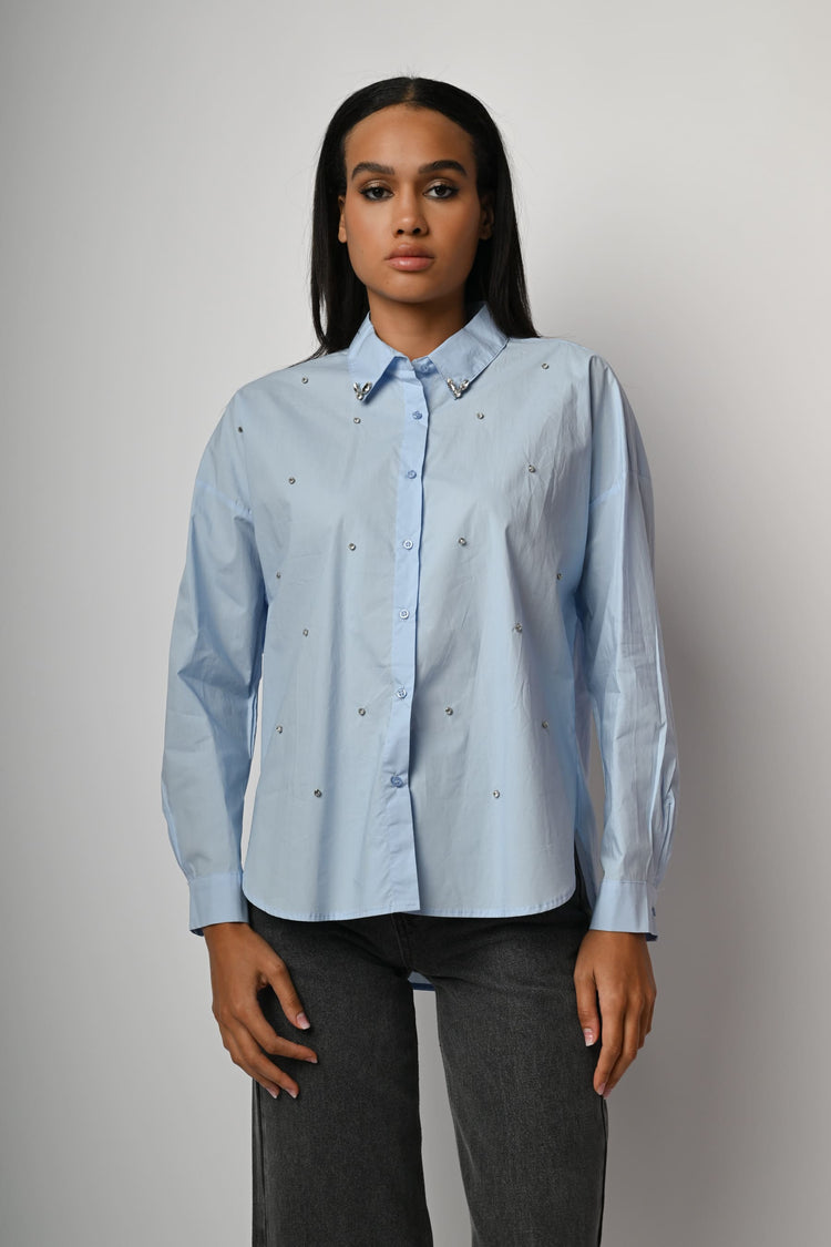 Camicia con strass decorativi