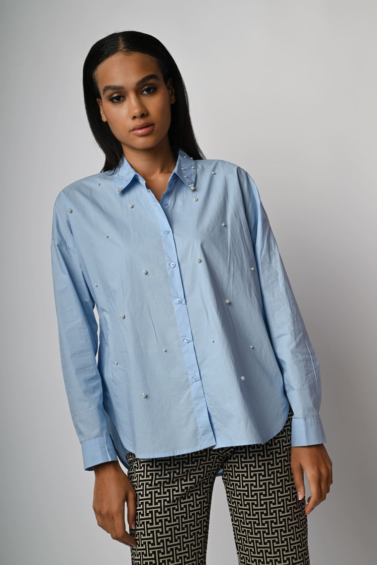 Camicia con perle decorative
