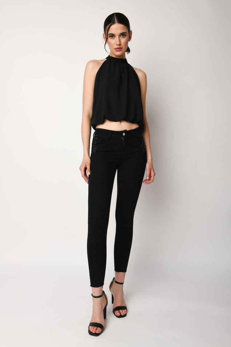Jeans skinny con strass