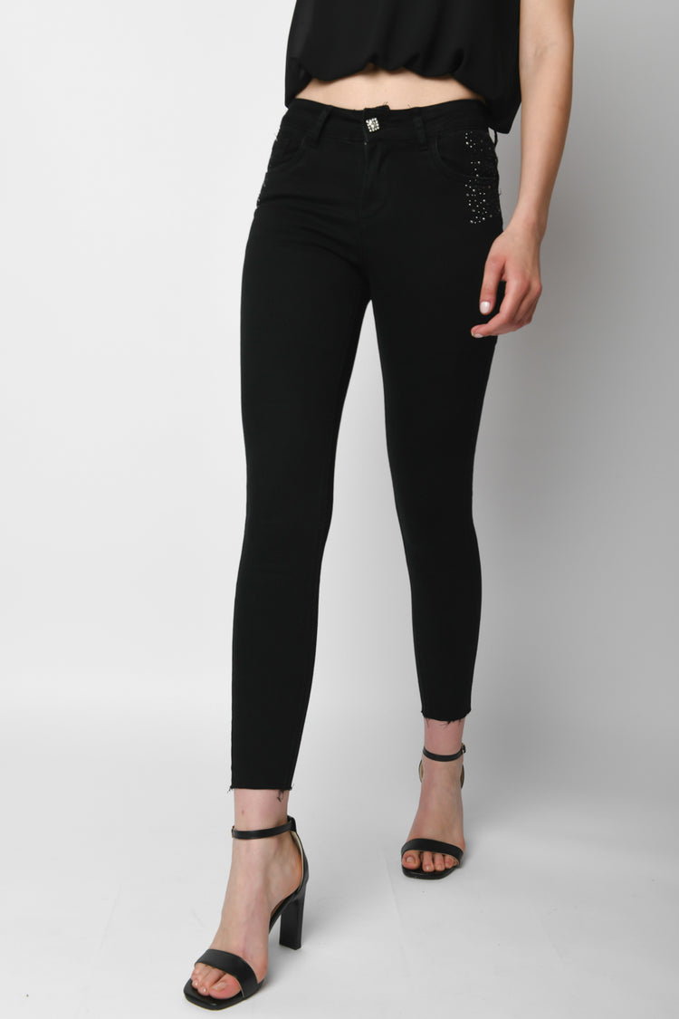 Jeans skinny con strass