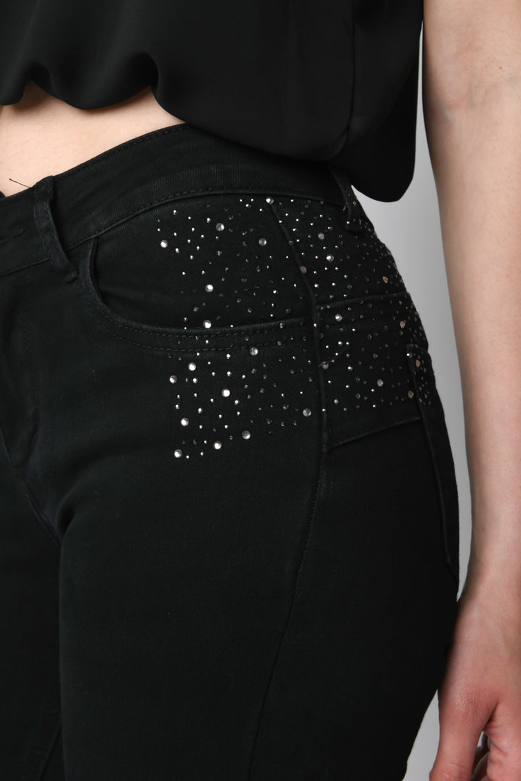 Jeans skinny con strass