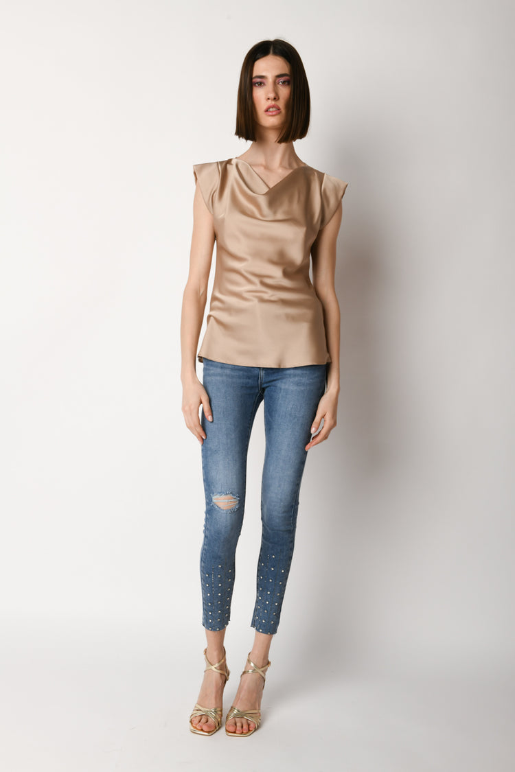 Jeans skinny con cristalli