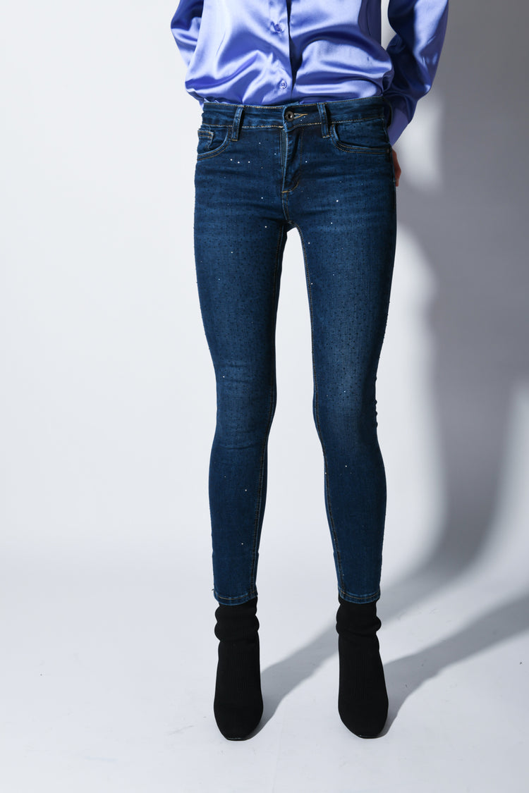 Jeans skinny con strass