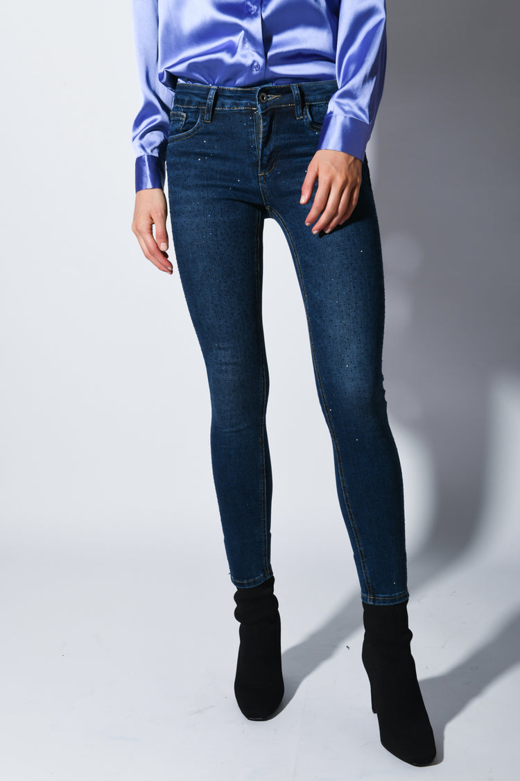 Jeans skinny con strass