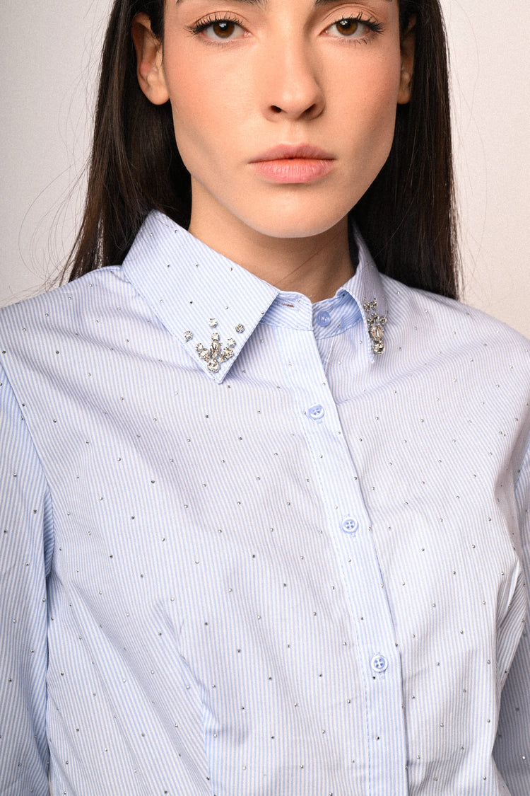 Camicia a righe con strass