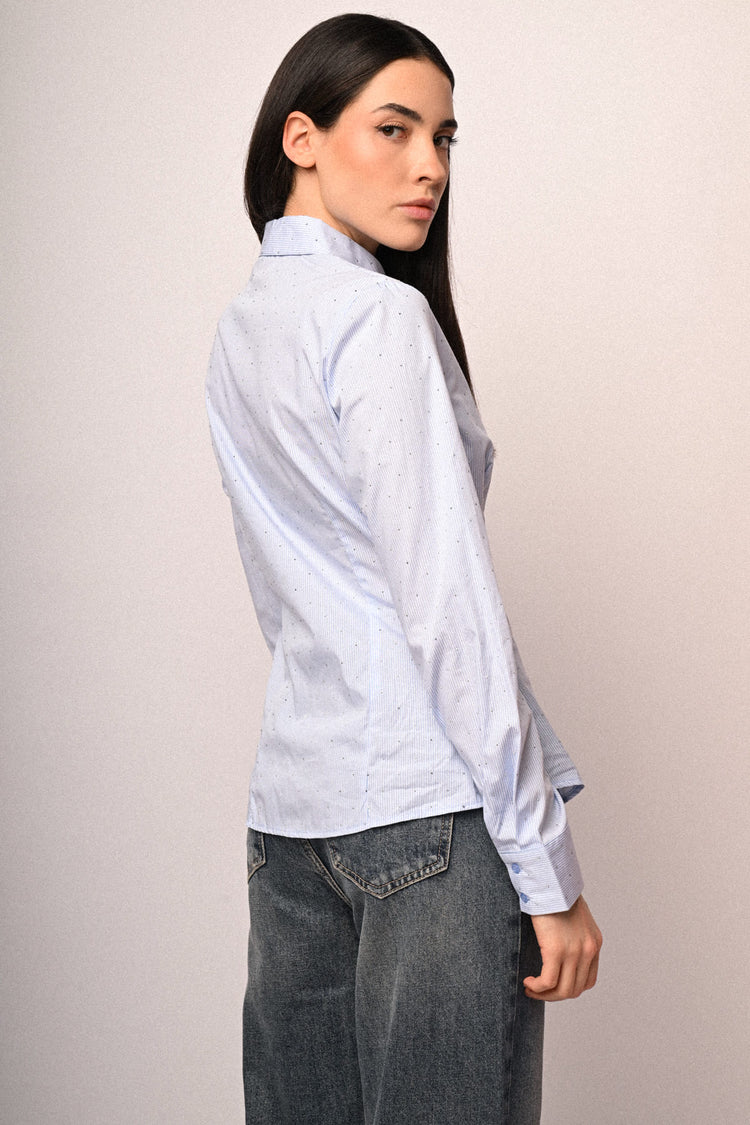 Camicia a righe con strass