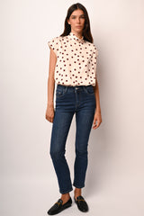 Jeans skinny con bottone gioiello