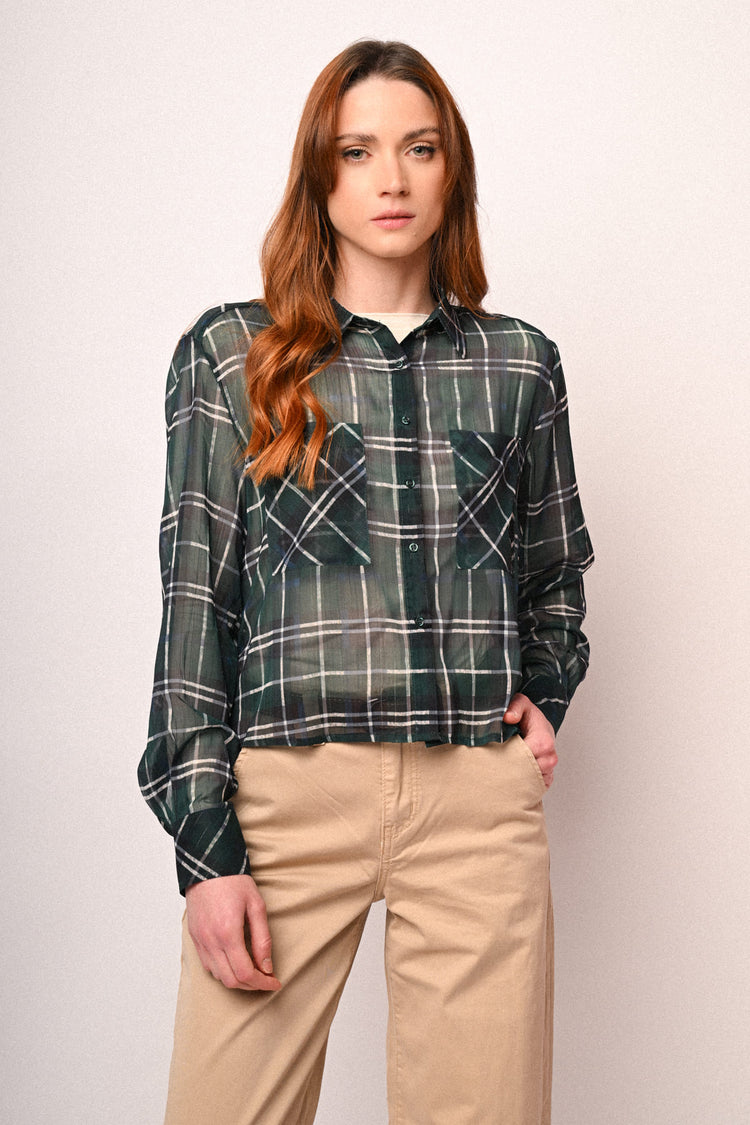 Camicia a stampa check con tasche