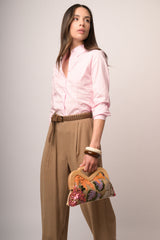 Camicia rosa con bottoni strass