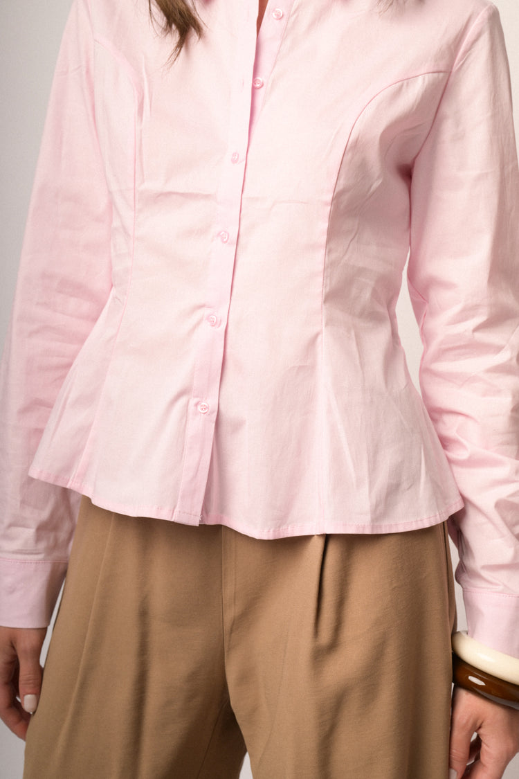 Camicia rosa con bottoni strass