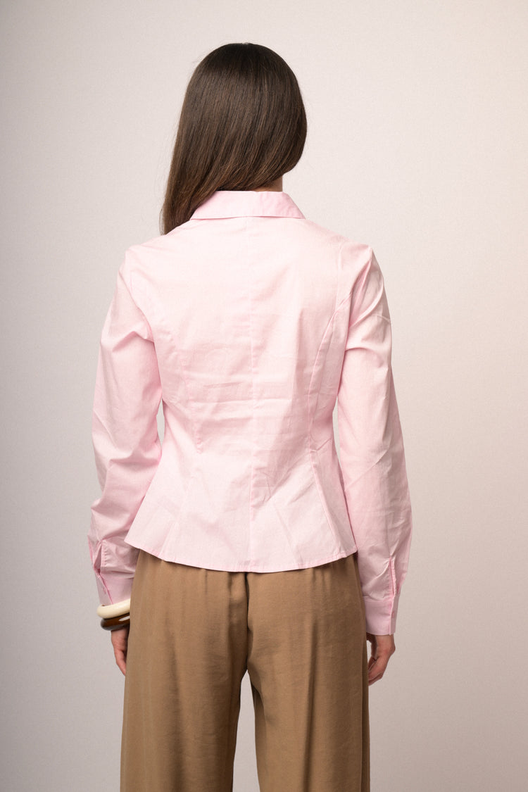 Camicia rosa con bottoni strass
