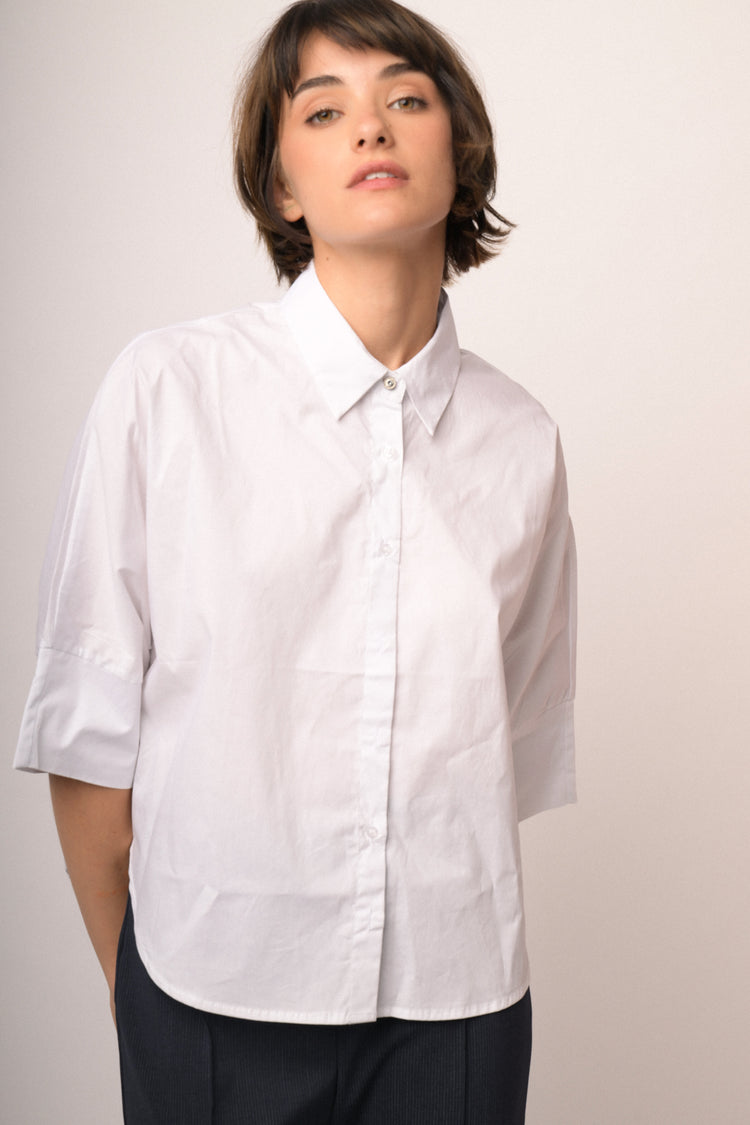 Camicia oversize in cotone bianco