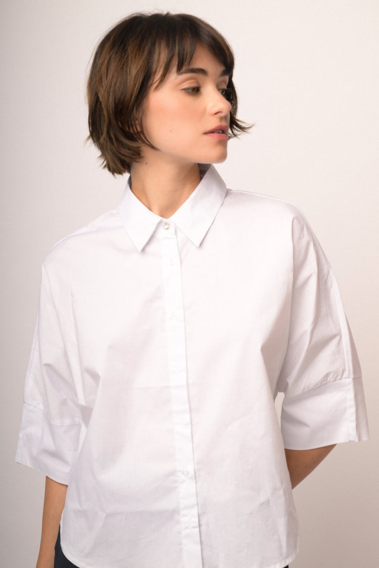 Camicia oversize in cotone bianco