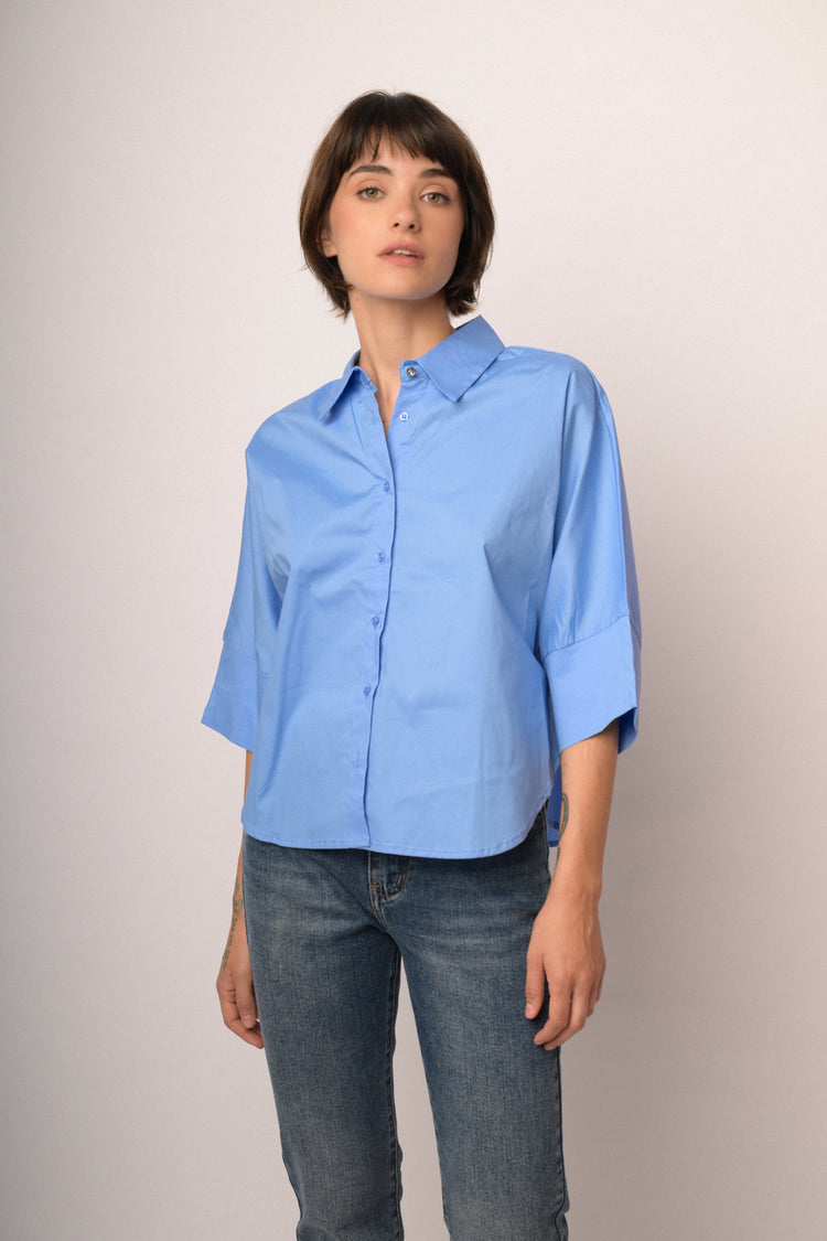Camicia oversize in cotone azzurro