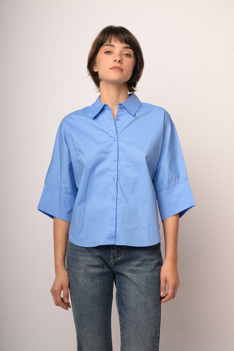 Camicia oversize in cotone azzurro