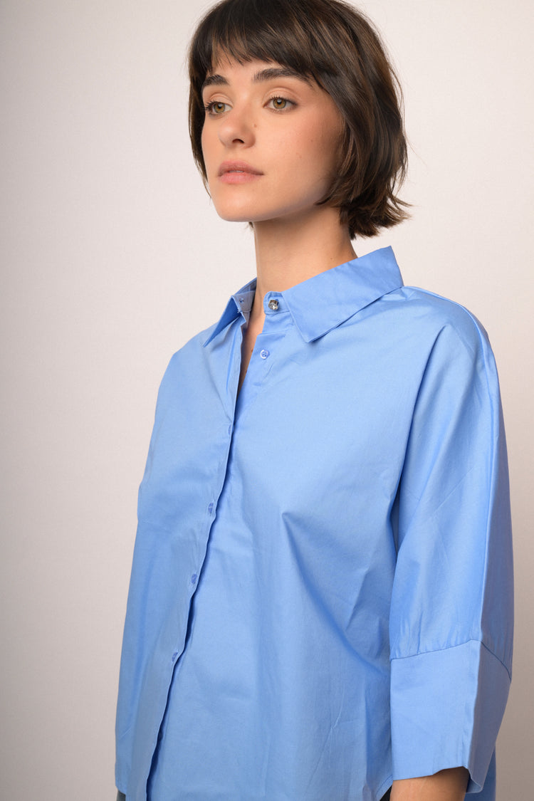 Camicia oversize in cotone azzurro