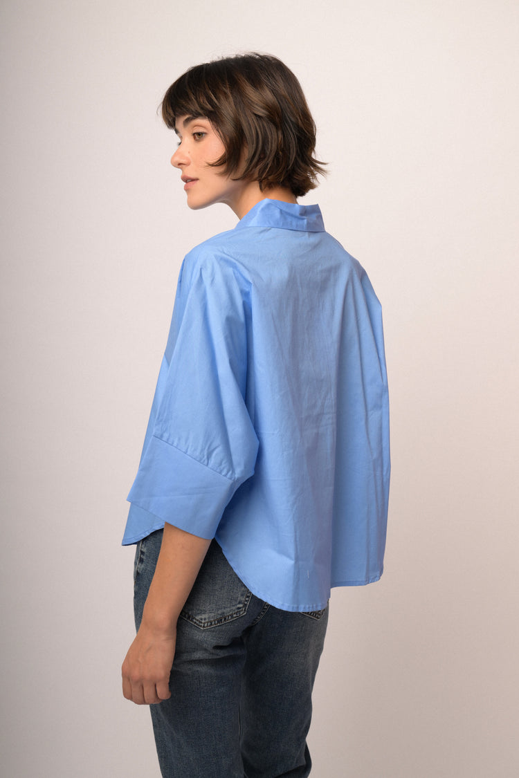 Camicia oversize in cotone azzurro