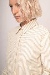 Camicia misto cotone avorio/beige con bottoni a cuore